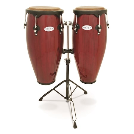 Toca Synergy Series Wood Conga Set with Stand, Red 2300RR